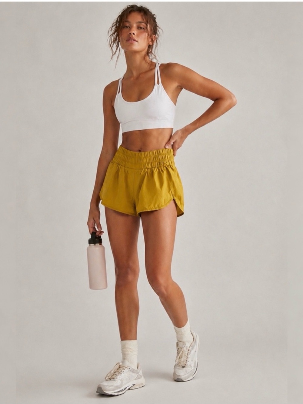 FP Movement Free People The Way Home High Waisted Running Shorts Mustard Yellow